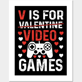 V is for video games, Gamer valentine gift Posters and Art